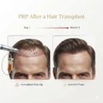 Comparison of scalp immediately after hair transplant with PRP and during the growth phase